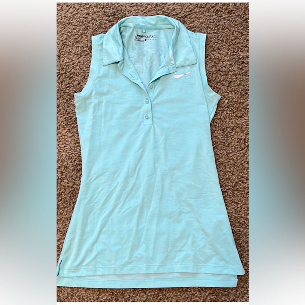 Nike Light Blue Sleeveless Polo Shirt